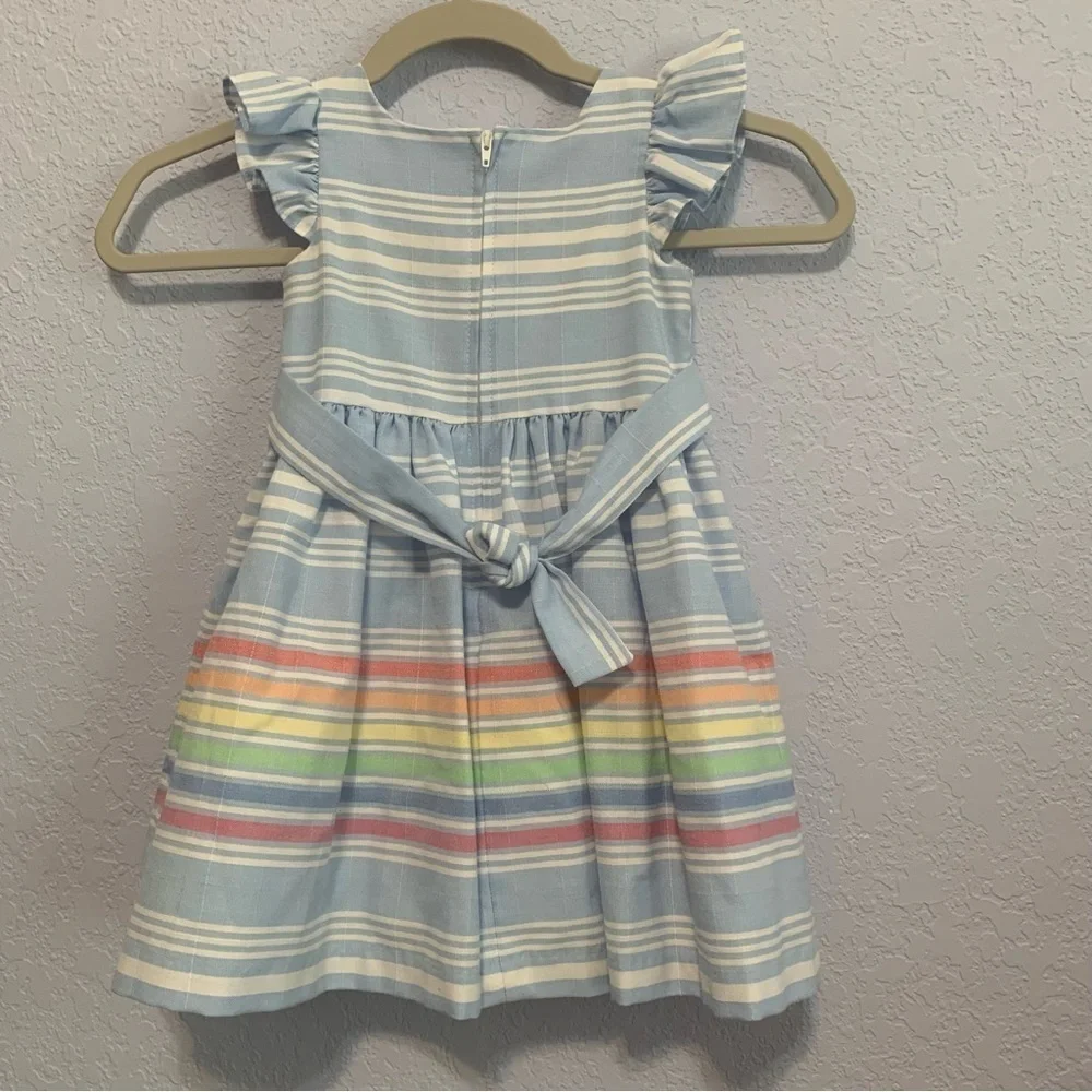 Bonnie Jean Toddler Girl Striped Bow Flutter Sleeves Fit And Flare Dress